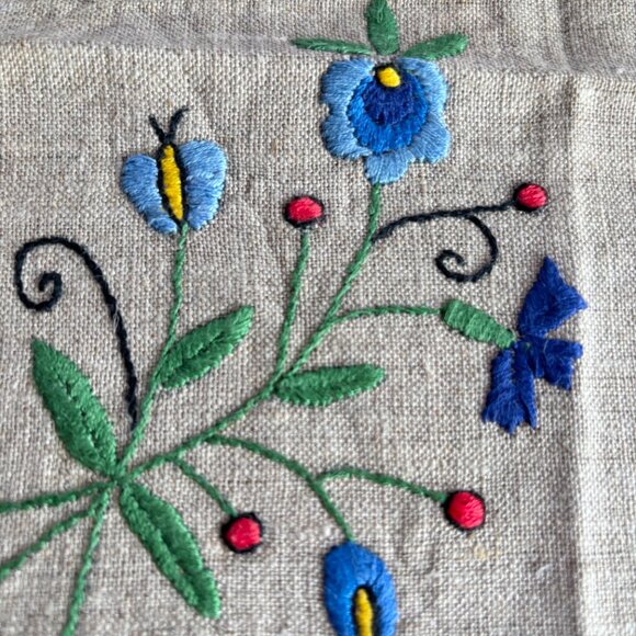 Set of 3 Linen Hand Embroidered Napkins Kaszubian Kaszuby Made in Poland - Picture 6 of 7